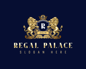 Royal Lion Shield Crown logo design