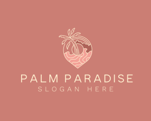 Palm Tree Beach Destination logo design