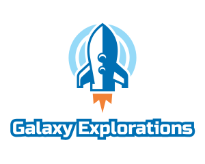 Blue Cartoon Rocket logo design