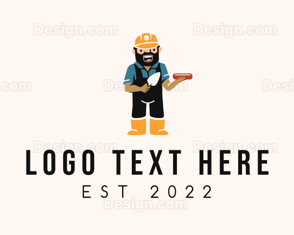 Brick Laying Construction Man Logo