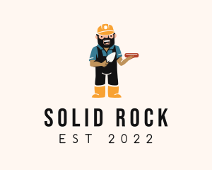 Brick Laying Construction Man logo design