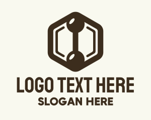 Hexagon Dumbbell Gym Fitness logo design
