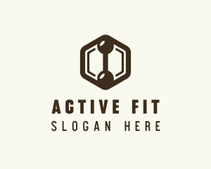 Hexagon Dumbbell Gym Fitness logo design