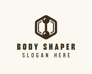 Hexagon Dumbbell Gym Fitness logo design