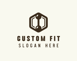 Hexagon Dumbbell Gym Fitness logo design