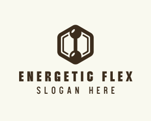 Hexagon Dumbbell Gym Fitness logo design