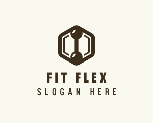 Hexagon Dumbbell Gym Fitness logo design