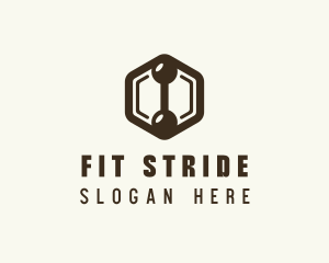 Hexagon Dumbbell Gym Fitness logo design