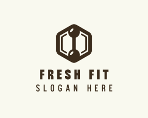 Hexagon Dumbbell Gym Fitness logo design