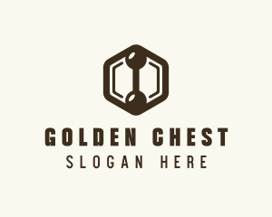 Hexagon Dumbbell Gym Fitness logo design