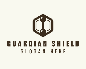 Hexagon Dumbbell Gym Fitness logo design