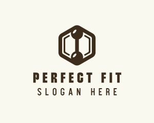 Hexagon Dumbbell Gym Fitness logo design