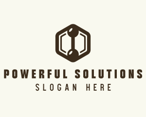 Hexagon Dumbbell Gym Fitness logo design