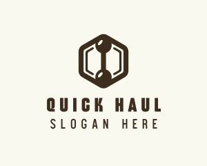 Hexagon Dumbbell Gym Fitness logo design