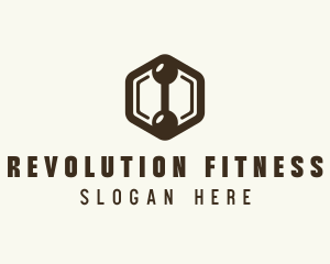 Hexagon Dumbbell Gym Fitness logo design