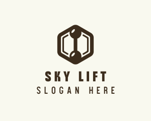 Hexagon Dumbbell Gym Fitness logo design