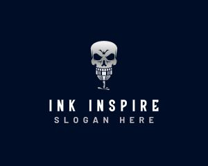 Skeleton Tattoo Machine Ink logo design