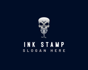 Skeleton Tattoo Machine Ink logo design