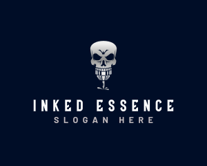 Skeleton Tattoo Machine Ink logo design