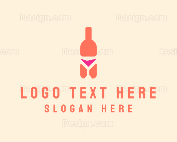 Pink Cocktail Bottle Bar Logo