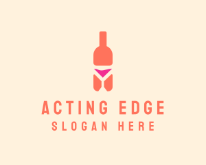 Pink Cocktail Bottle Bar logo design