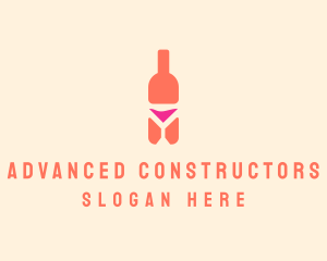 Pink Cocktail Bottle Bar logo design