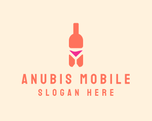 Pink Cocktail Bottle Bar logo design