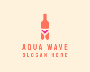 Pink Cocktail Bottle Bar logo design