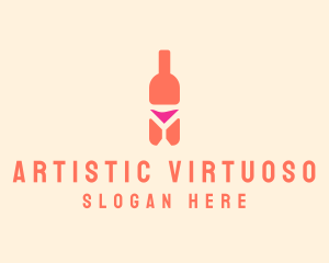 Pink Cocktail Bottle Bar logo design