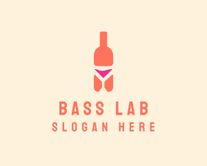 Pink Cocktail Bottle Bar logo design