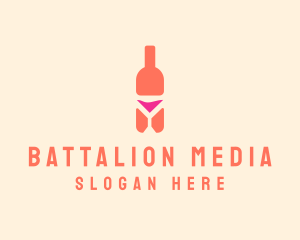 Pink Cocktail Bottle Bar logo design