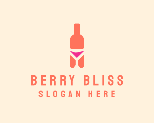 Pink Cocktail Bottle Bar logo design