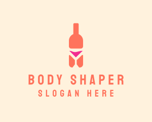 Pink Cocktail Bottle Bar logo design