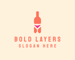 Pink Cocktail Bottle Bar logo design