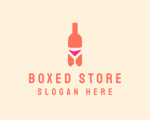 Pink Cocktail Bottle Bar logo design