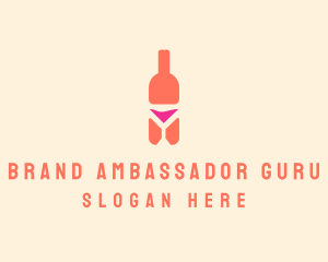 Pink Cocktail Bottle Bar logo design