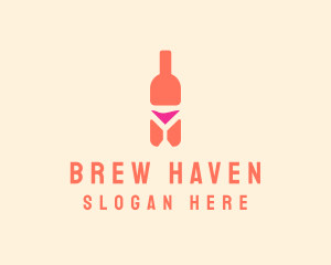 Pink Cocktail Bottle Bar logo design