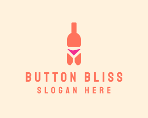 Pink Cocktail Bottle Bar logo design