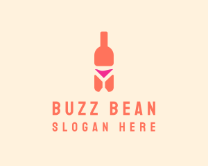 Pink Cocktail Bottle Bar logo design