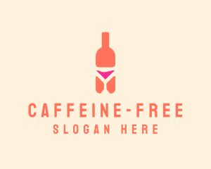 Pink Cocktail Bottle Bar logo design