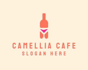 Pink Cocktail Bottle Bar logo design