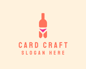 Pink Cocktail Bottle Bar logo design