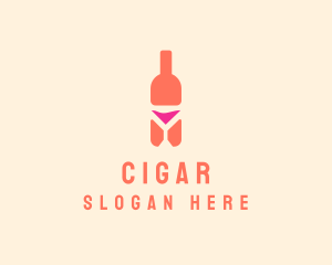 Pink Cocktail Bottle Bar logo design