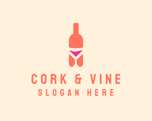 Pink Cocktail Bottle Bar logo design