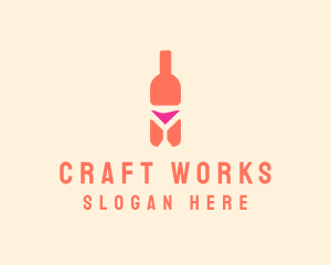 Pink Cocktail Bottle Bar logo design