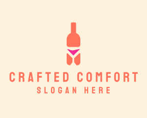 Pink Cocktail Bottle Bar logo design