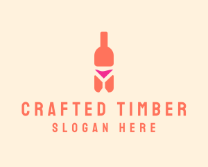 Pink Cocktail Bottle Bar logo design