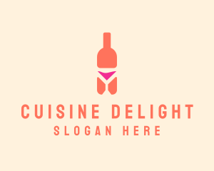 Pink Cocktail Bottle Bar logo design