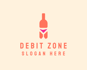 Pink Cocktail Bottle Bar logo design