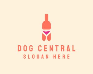 Pink Cocktail Bottle Bar logo design